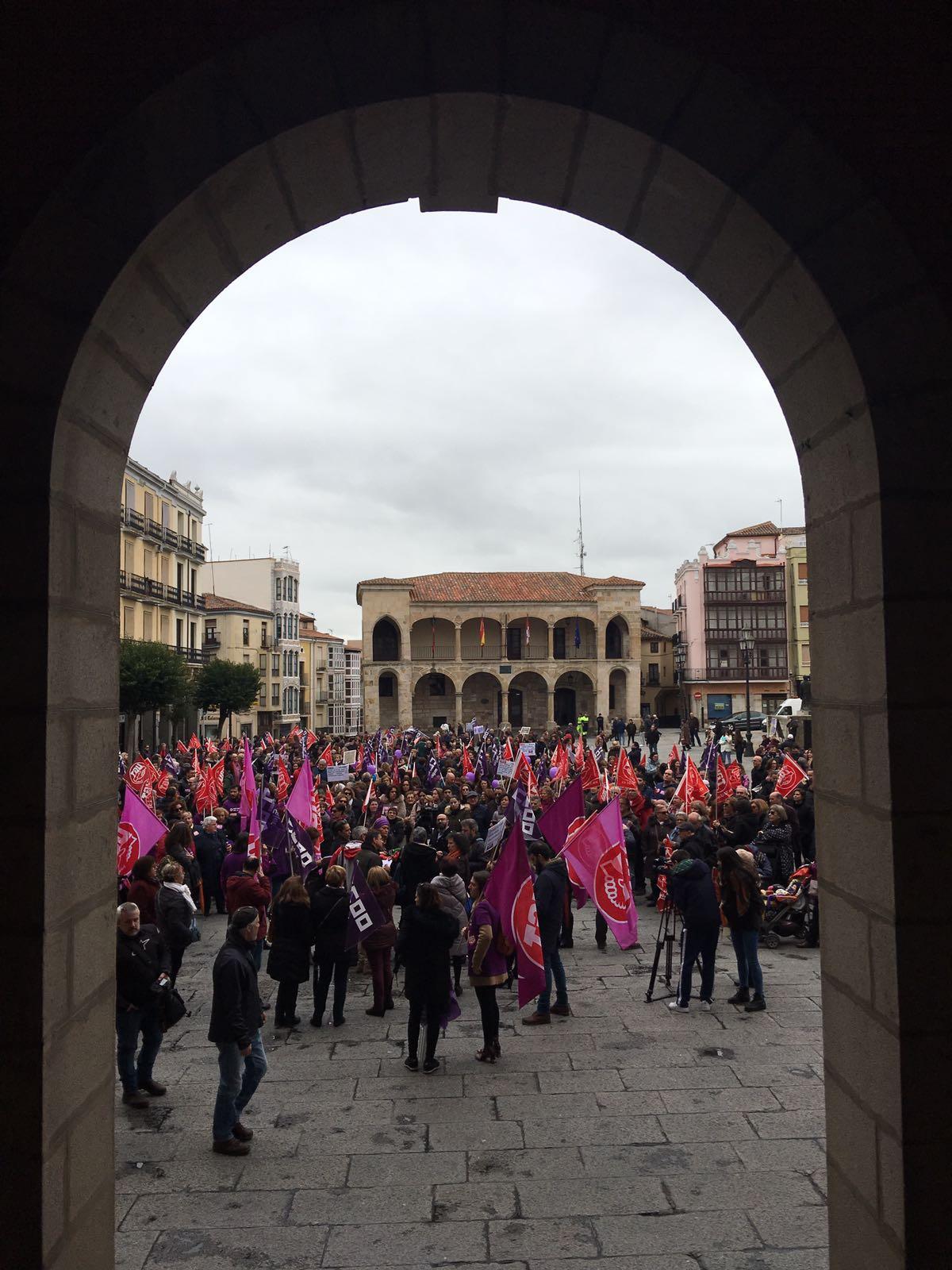 Movilizaciones habidas esta maana en Zamora con motivo del 8M.