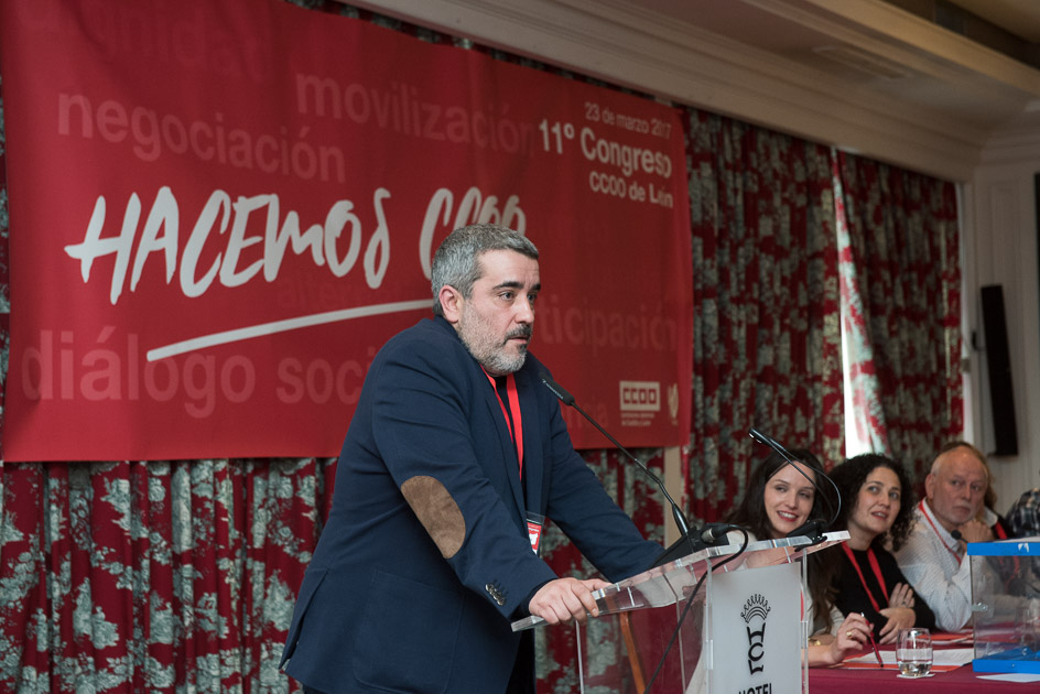 El nuevo secretario general de CCOO Len, Xosepe Vega, se dirige a sus compaeros y compaeras